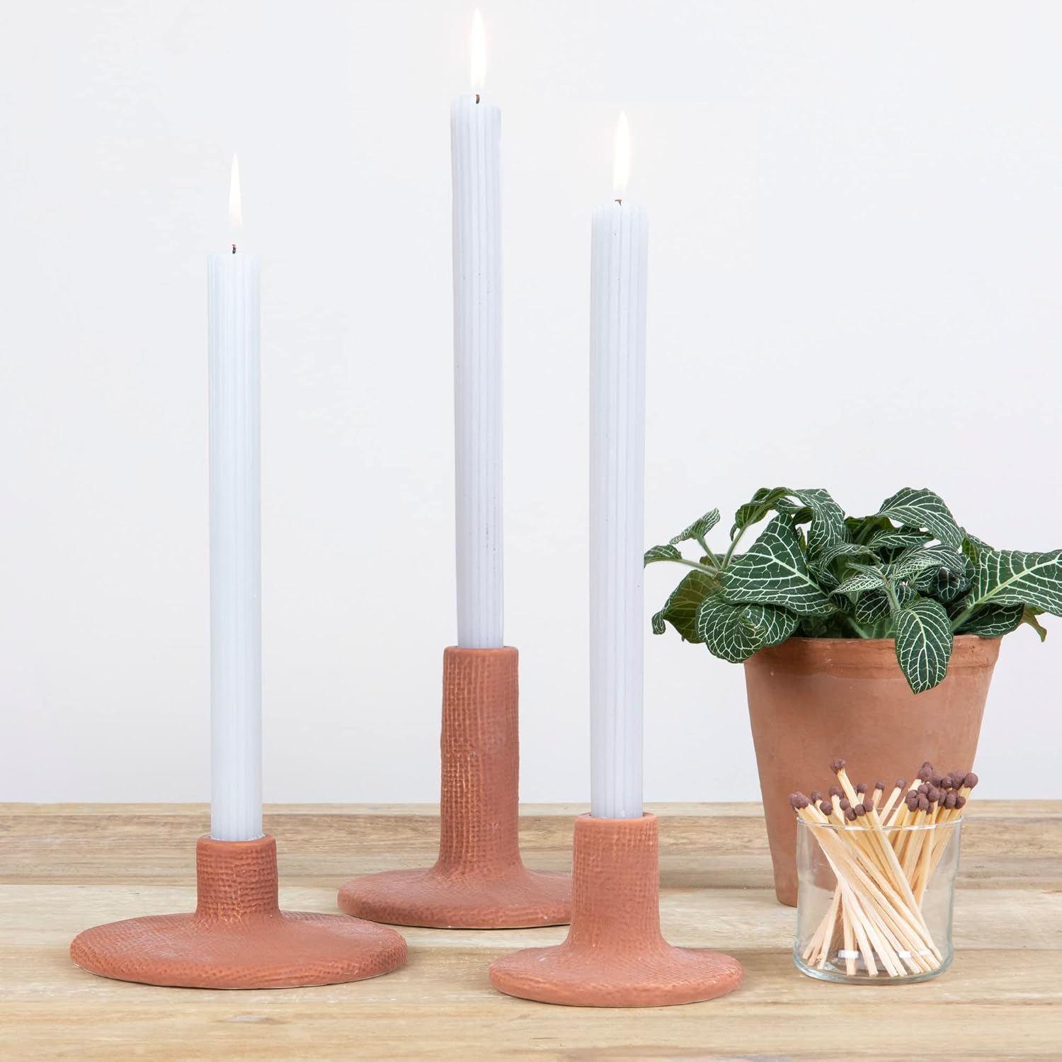 Main + Mesa Stoneware Taper Candle Holders, Set of 3