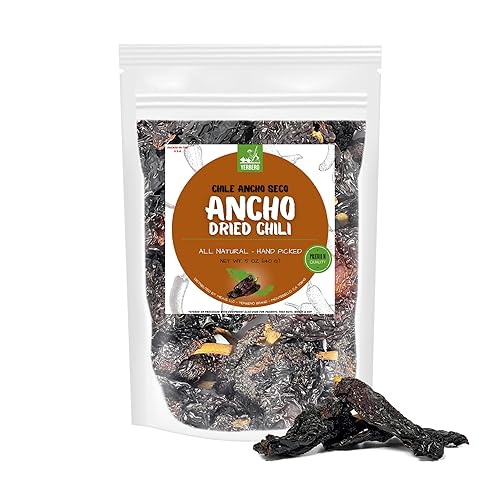Miniatura 1 de Yerbero - Chile Seco Entero Ancho 5 oz (141g)  Chile Ancho - Chile Poblano Seco  Capsicum Annuum Var  Cápsulas de Chile Entero  Para comida Mexicana