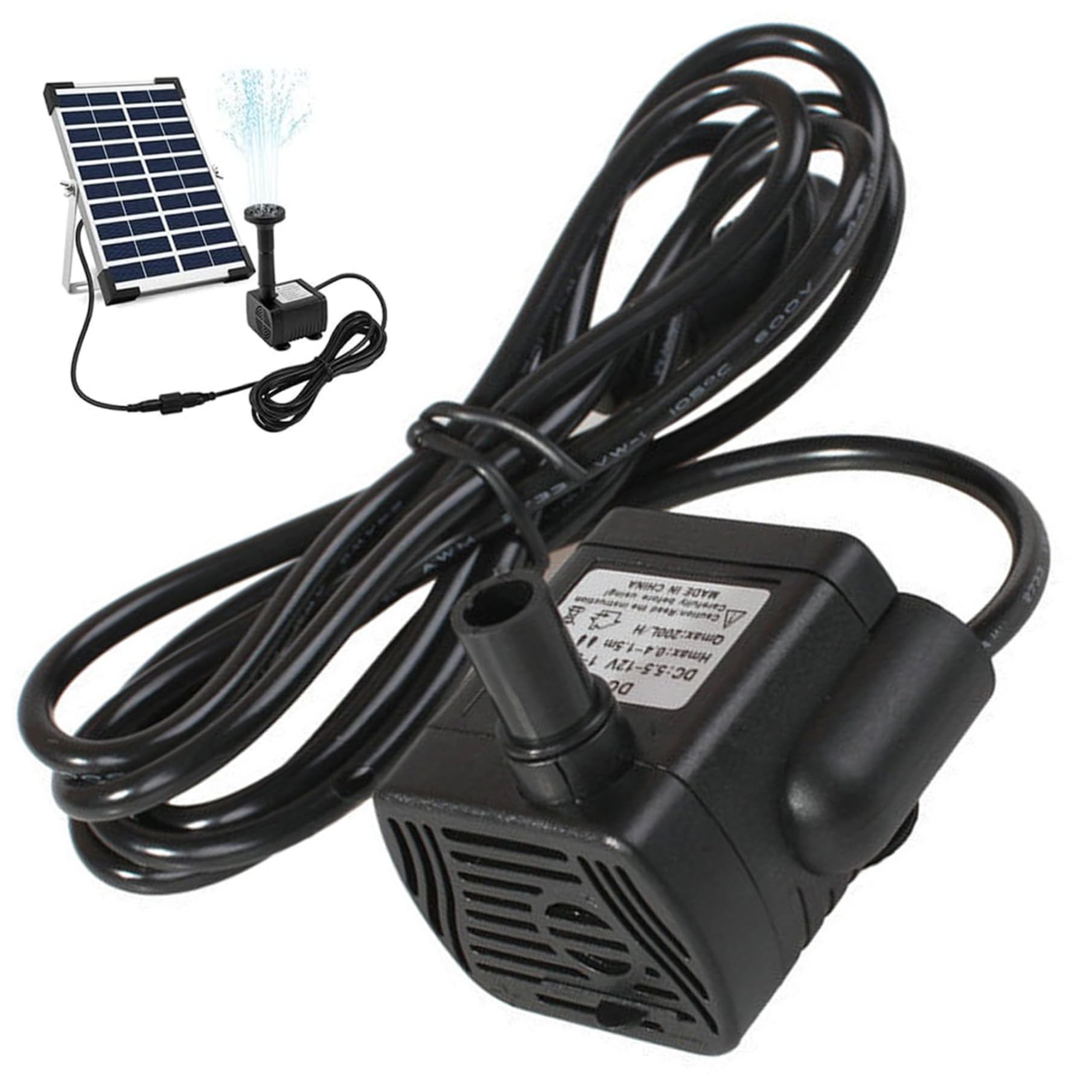 DC 22V-24V 3W Mini Solar Fountain Pump – 300L/H Quiet Waterproof Water Feature Pump 4.9ft Spraying Distance for Aquarium (No Solar Panel)