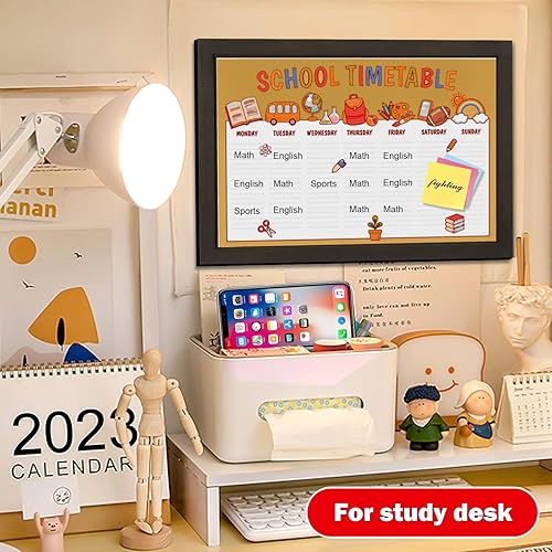 Miniatura 3 de Miratino Tablero de anuncios de 16 x 11 pulgadas, tableros de corcho de lino negro para paredes, marco de madera, tablero de fotos de corcho para