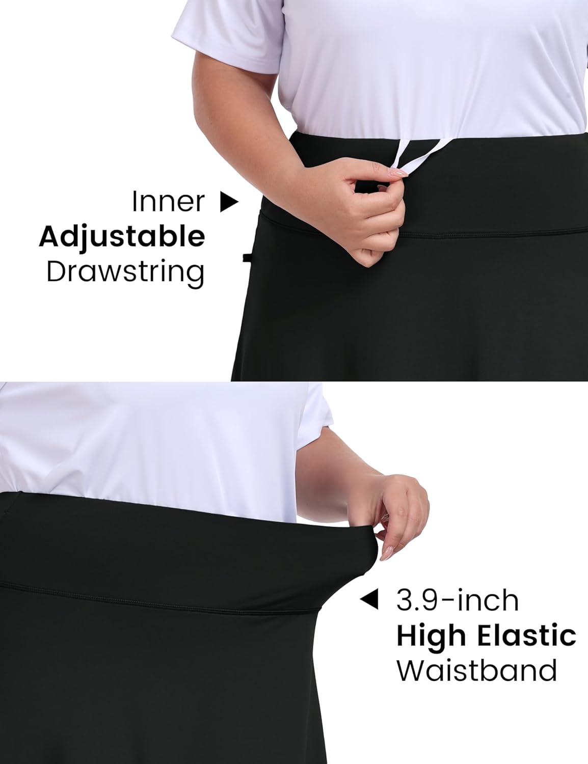 MoFiz Plus Size 20" Knee Length Skorts Skirts for Women Golf Tennis Skort High Waisted Athletic Skirt for Summer Casual