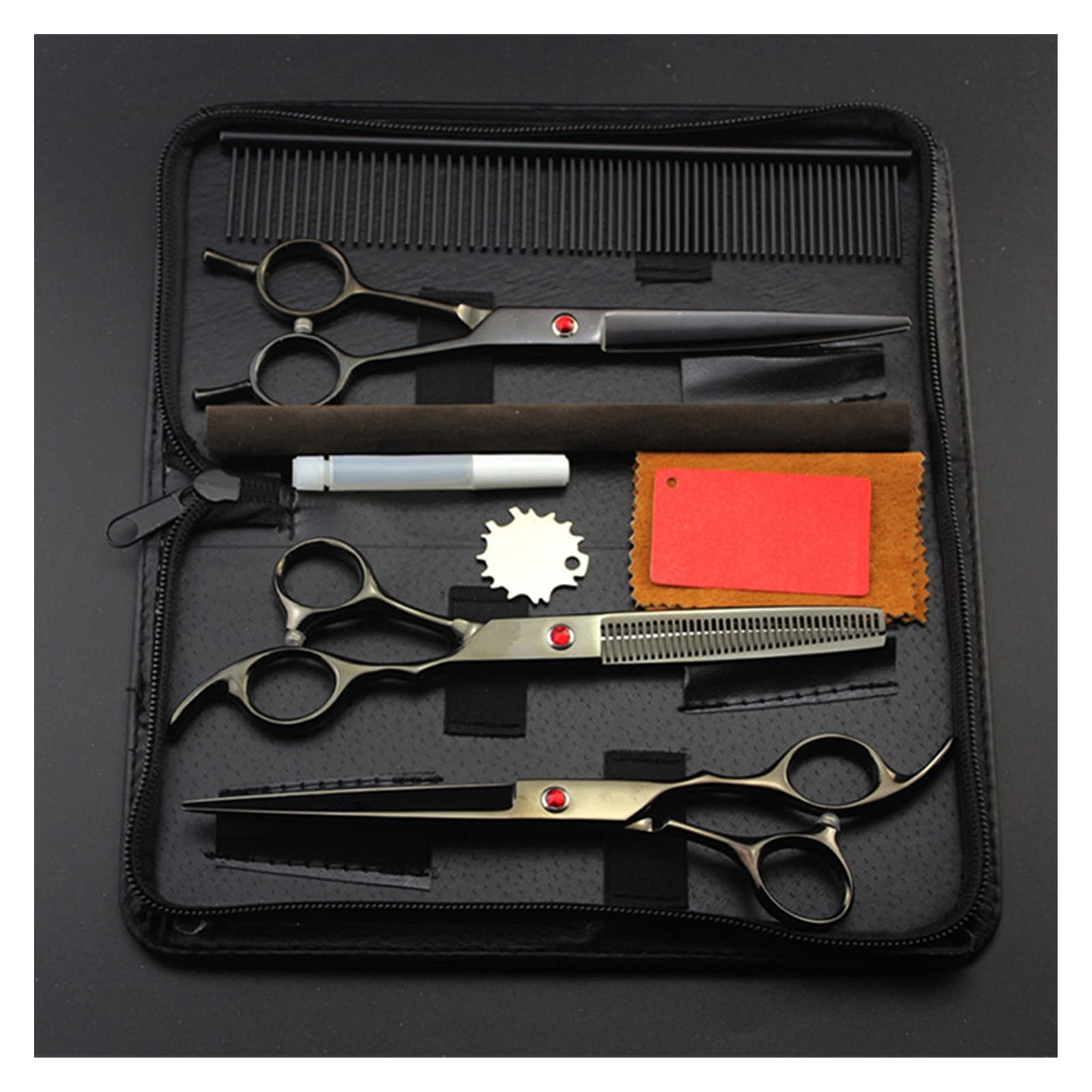 Ciseaux De Toilettage pour Animaux De Compagnie Noirs De 7 Pouces Ciseaux De Toilettage pour Chiens Ciseaux Professionnels pour Chiens Tondeuse À Poils De Chat pour Chien,Coupe sans Sac