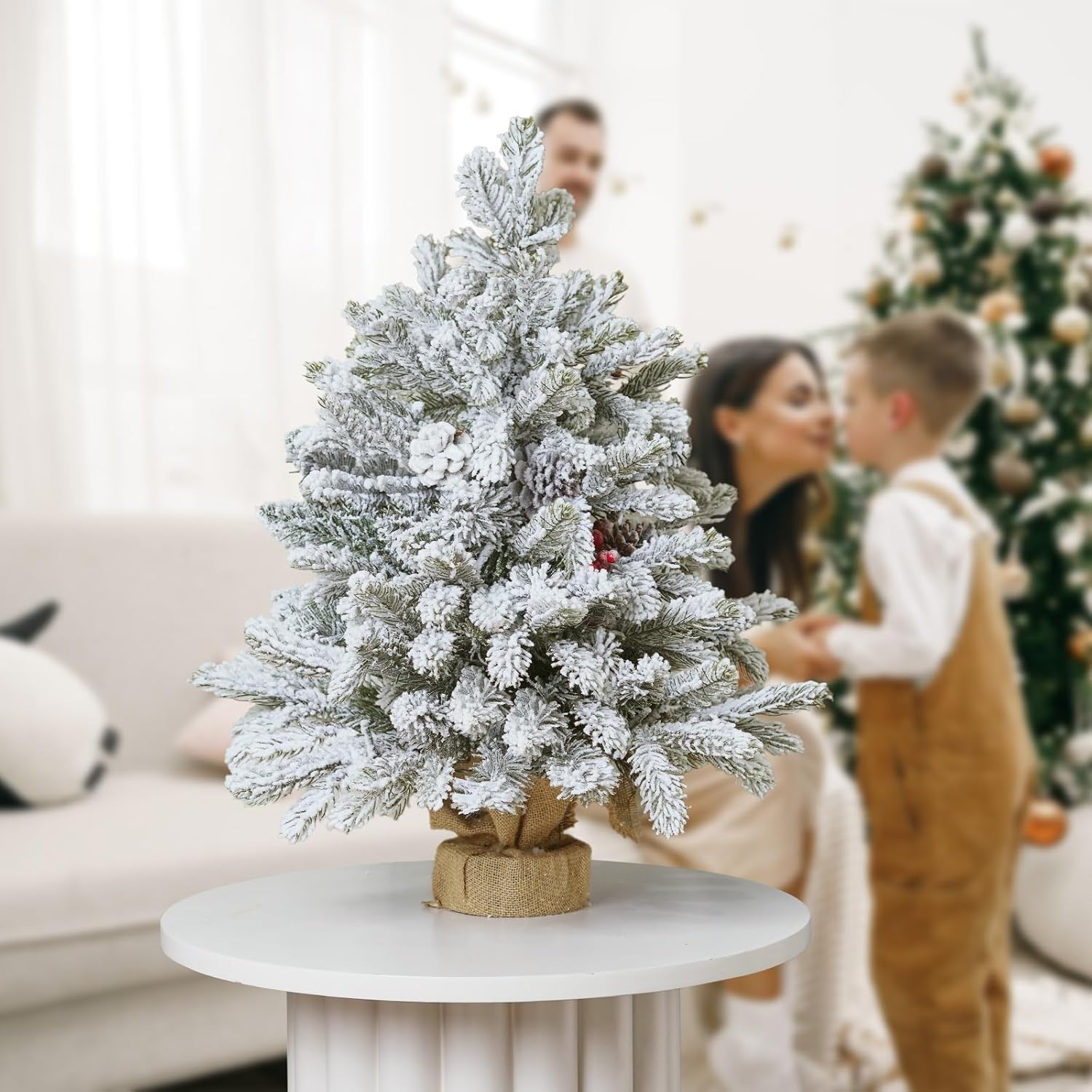 Piccolo albero di Natale da 20 pollici, mini albero di Natale artificiale da tavolo senza luce for decorazioni for la casa di Capodanno piante artificiali