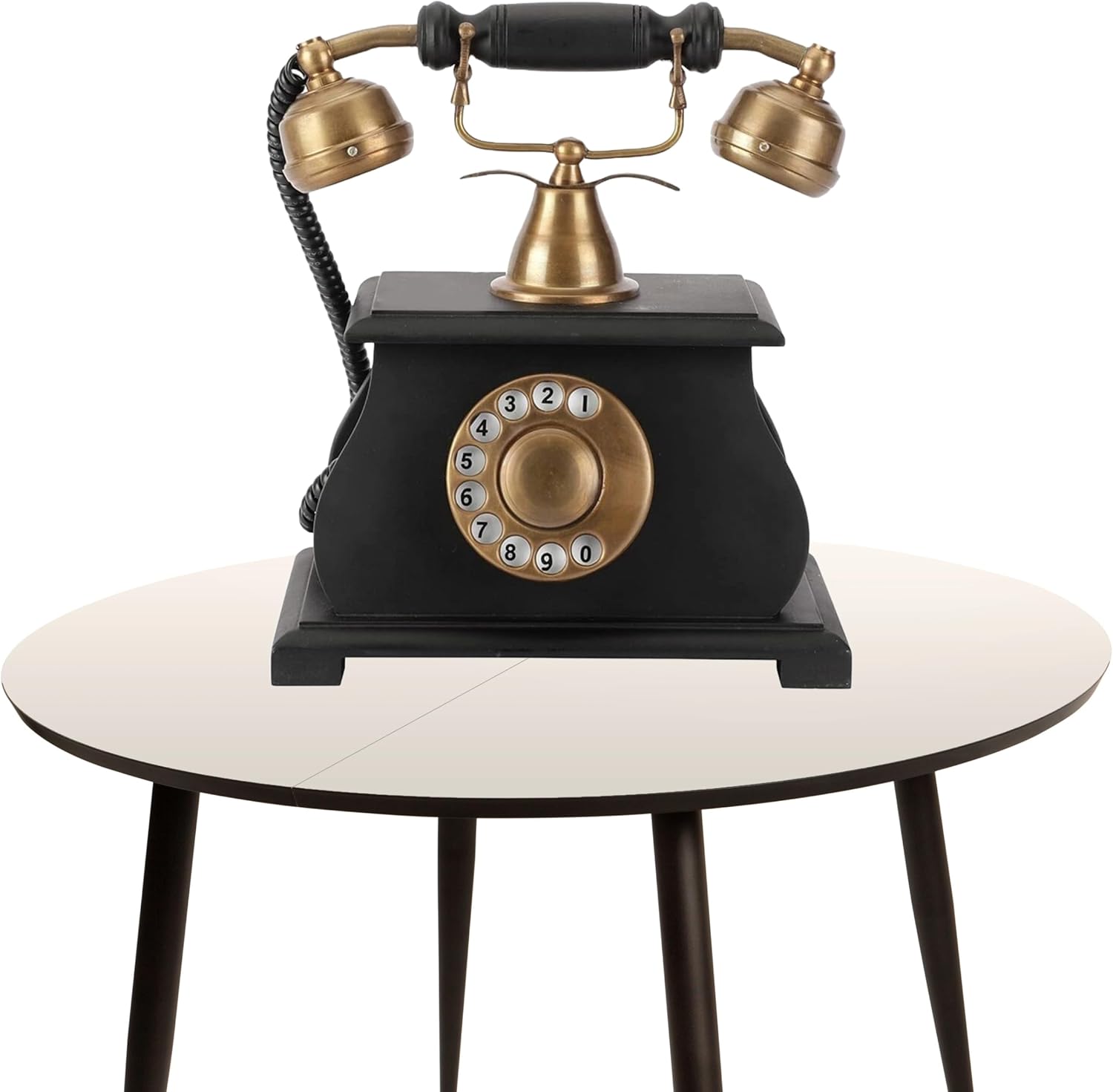 Vintage Style Handcrafted Wooden Design, Collectible Antique Finish Telephone, Royal Vintage Home Decor, Non-Functional Decorative Accents | Rotary dial Telephones