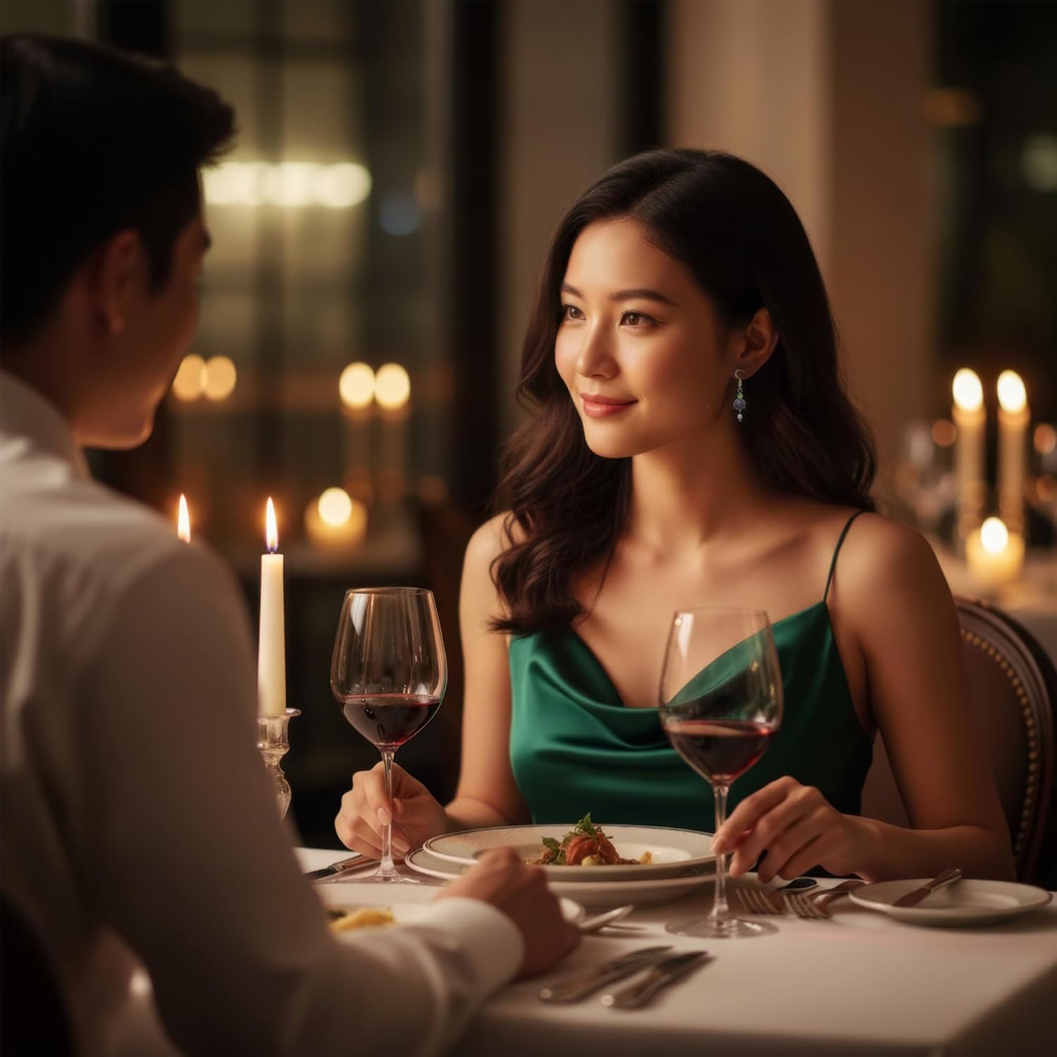 Purple Bell Flower Dangle Earrings - Glass Lily of the Valley Design with Faux Pearl Drop, Feng Shui Gold Tone Floral Jewelry for Women. (Purple) - Image 2