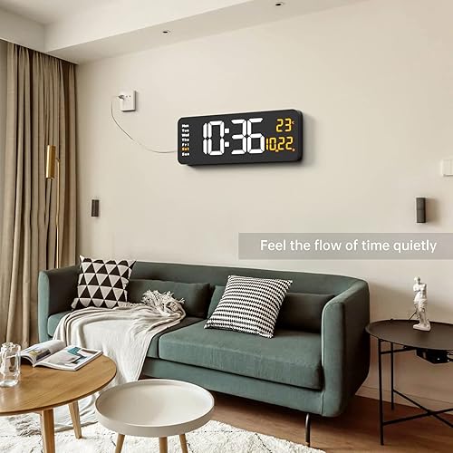 Miniatura 5 de Digital Wall Clock Large Display, 16.2" Large Digital Wall Clock with LED Display Remote Control, Automatic Brightness Dimmer Big Clock with Date