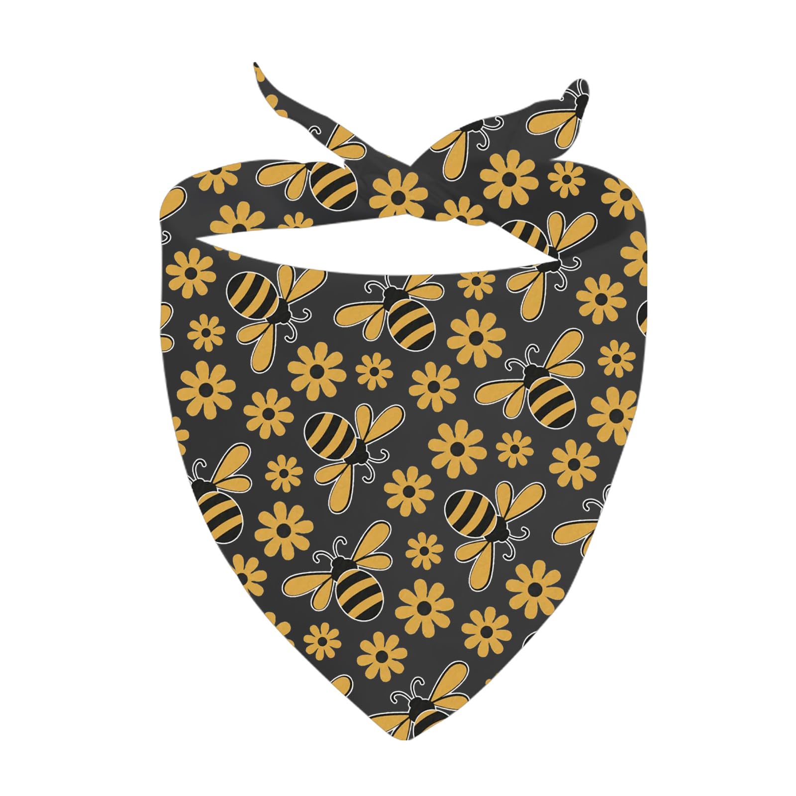 1 Piece Bumble Bee Flower Triangle Dog Bandana Farm Life Gift Bee Lovers Merch (Bumble Bee D)