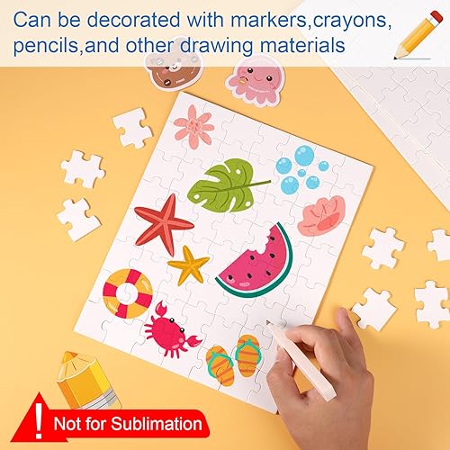 Miniatura 4 de Rompecabezas de 6 hojas en blanco, 7.9 x 9.8 pulgadas, rompecabezas en blanco de 56 piezas, rompecabezas de sublimación para pintar, prensa de