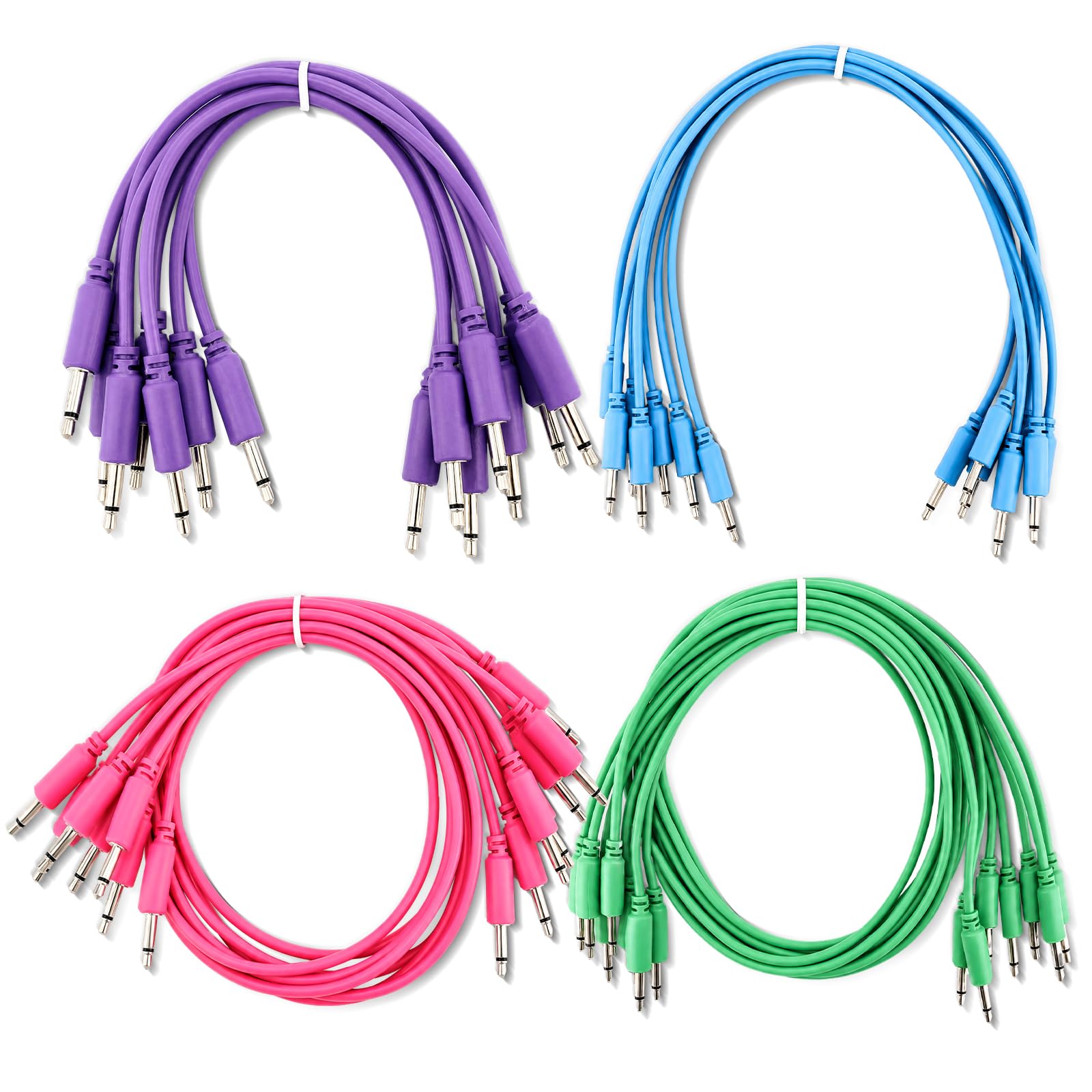 Konohan Confezione da 28 cavi patch mono modulari da 3,5 mm, 1/8 di pollice, per studio audio, palcoscenico, 15 cm, 30 cm, 45 cm, 60 cm, compatibili con sintetizzatore sintetizzatore Eurorack Moog