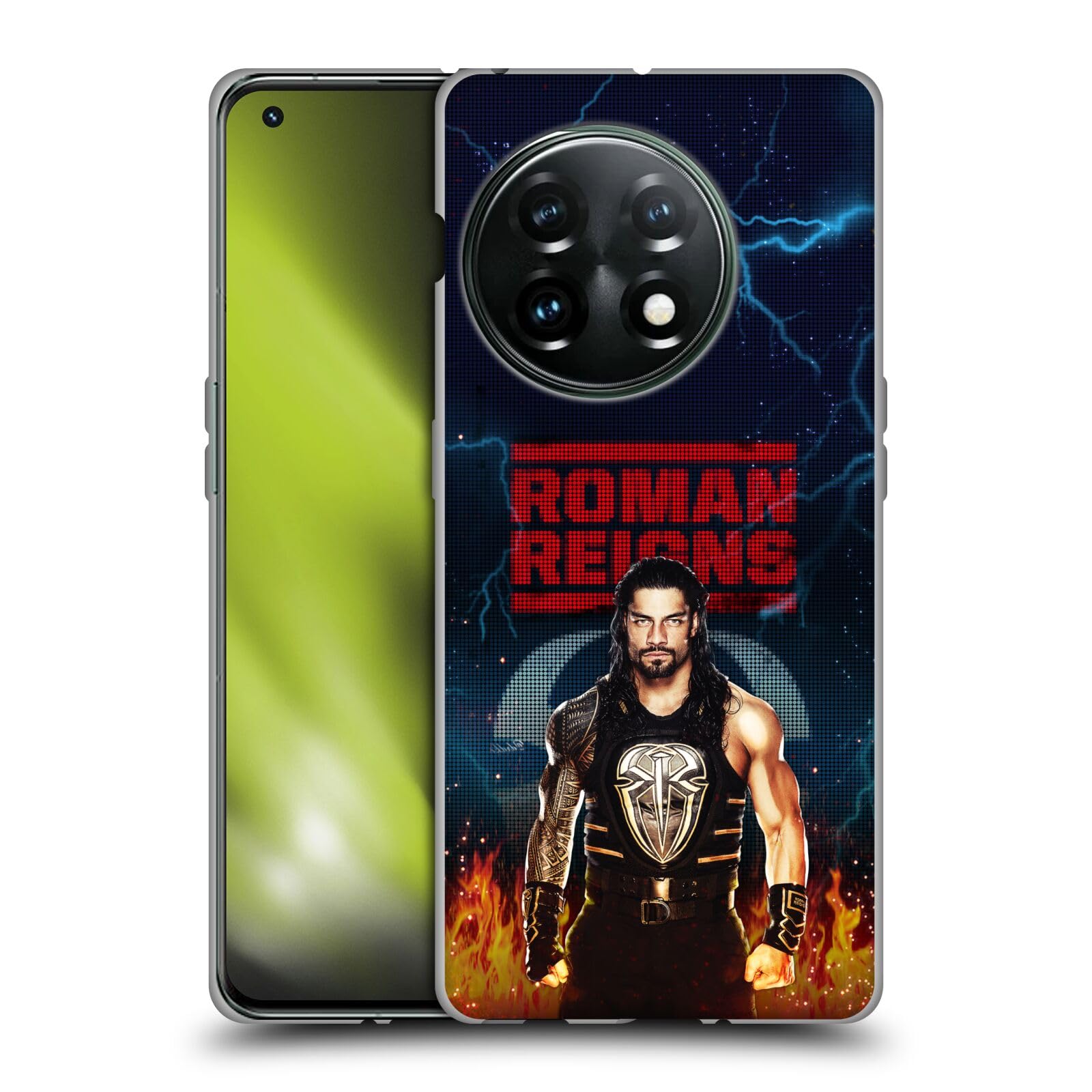Head Case Designs Officially Licensed WWE LED Image 2017 Roman Reigns Soft Gel Case Compatible with OnePlus 11 5G