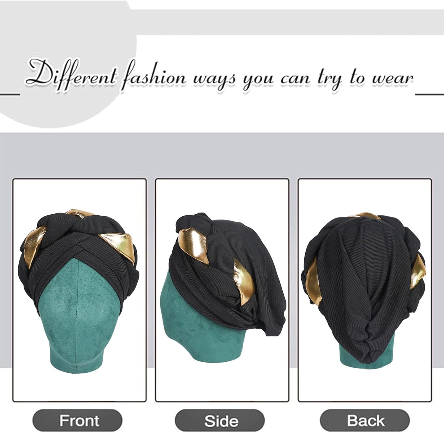 African Women Turban 2 Pcs Twisted Head Wraps for Black Women Pre-Tied Braid Cap Headwear Beanie Hats Hair Cover Headscarf - Image 4