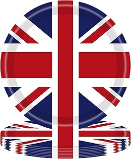 32pcs British Paper Plates 7" Disposable Britain UK England Flag Birthday Party Paper Plate British Flag Party Supplies British Flag Dessert Paper Plates Union Jack Paper Plates London National Day