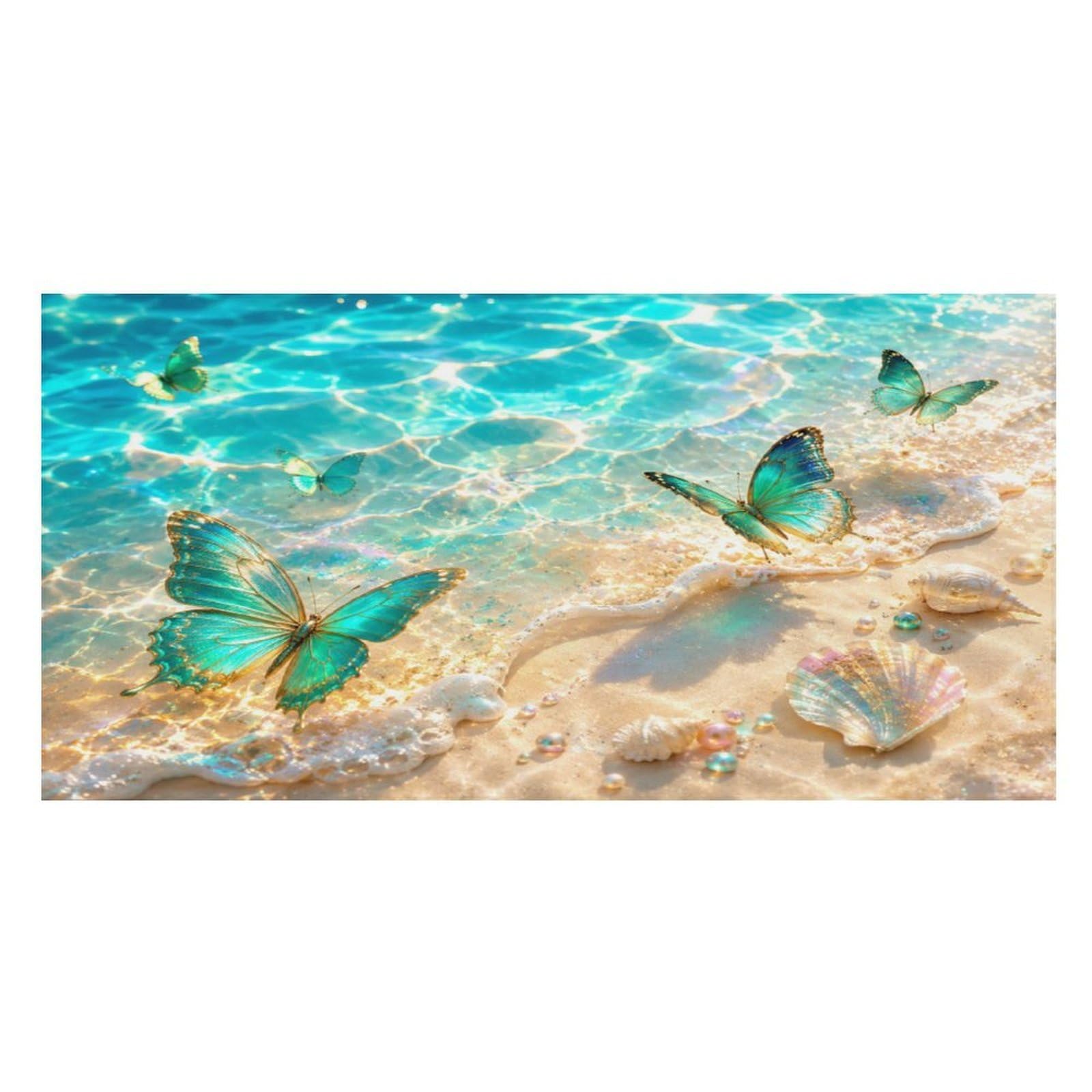 Anceky Butterfly Beach Seashell Ocean Oversized Beach Towel Quick Dry Sand Free Microfiber Travel Towel Lightweight Multi Purpose Beach Blanket Pool Gym Bath Towel 63x31 in
