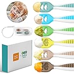 NumNum Baby Spoons Set, Feeding Littles x Silicone Pre-Spoon GOOtensils for Baby Led Weaning, Self-Feeding & Teething, First Stage Toddler Utensils for Ages 6+ Months, 6-Pack, BPA-Free (Neutral/Neon)