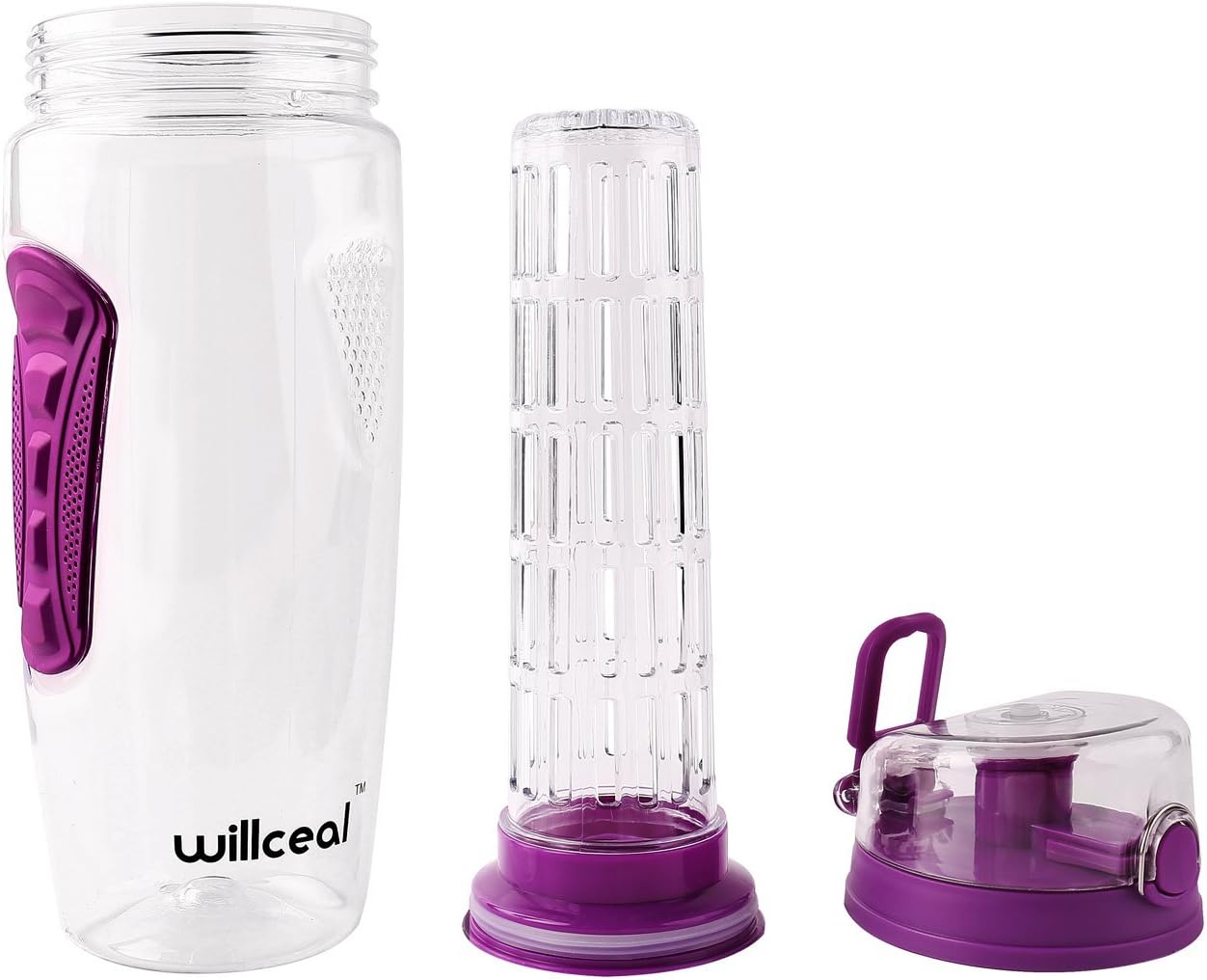 willceal Fruit Infuser Water Bottle 32oz Durable, Large - BPA Free Tritan,Flip Lid, Leak Proof Design - Sports, Camping (Purple) - Image 5