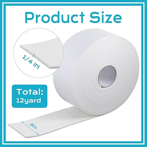 Miniatura 2 de Buryeah Espuma de 14 pulgadas x 5 pulgadas x 36 pies, espuma médica con relleno de espuma adhesiva en la parte trasera para áreas lesionadas, cojín