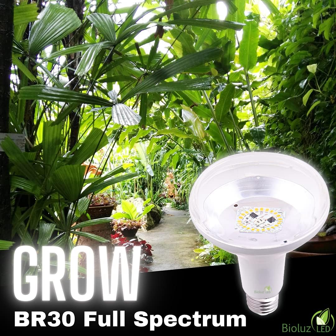 Bioluz LED Grow Light Bulbs, Full Spectrum 3000K BR30 Floodlight Bulbs for Indoor Plants, 9W, Low Heat & Energy Efficient, 2-Pack image 3
