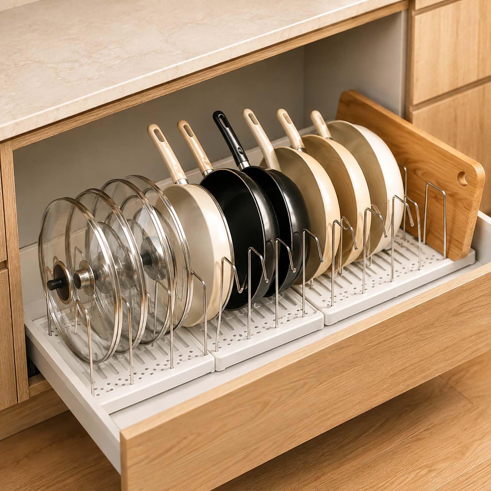 Organizer Coperchi Padelle Portapentole 45-80 cm 12 Scomparti