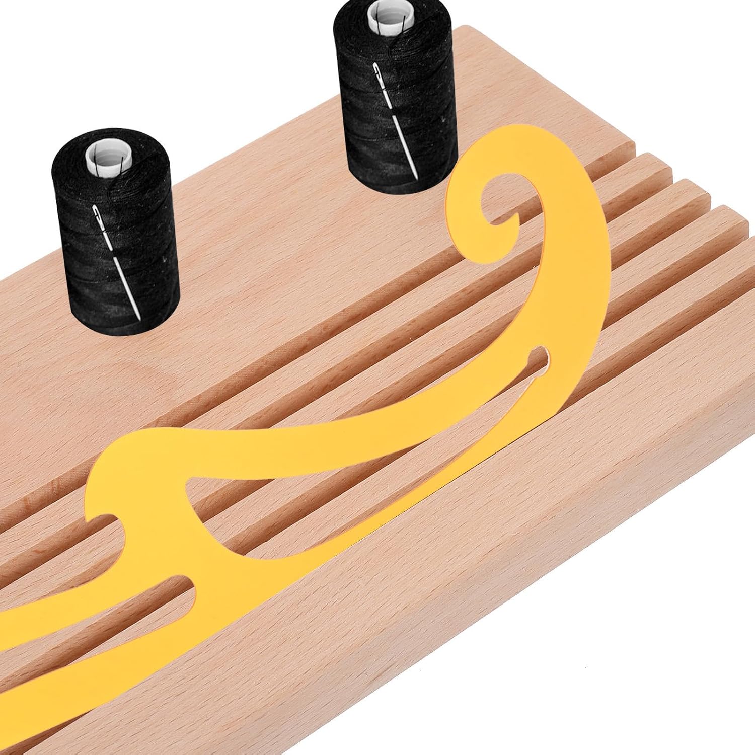 HEALSOPTHY Wooden Quilting Ruler Rack with Convenient Spool Holder and Space Saving Design, Sturdy Wood Material Organizer Stand for Sewing and Home Craft Storage, for Quilting Enthusiasts