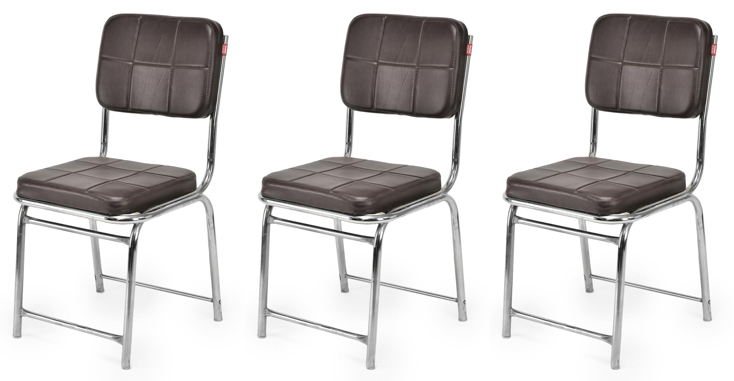Office Chair Reception Waiting Area Home Study Visitor Without Arm Heavy Duty with Steel Frame and Cushion seat Back, Without Wheels Hold up to 140 kg (3, Coffee, Heavy 3)-image-1