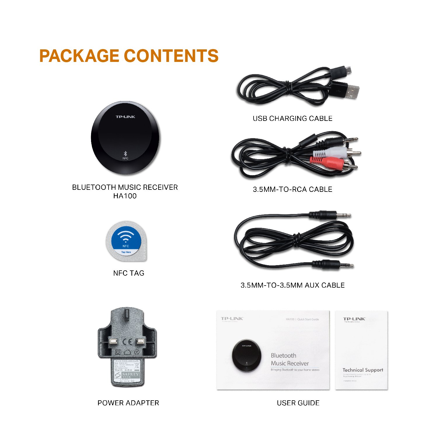 TP-Link Bluetooth Stereo Audio Music Receiver Adapter with NFC Technology for iPhones, iPads, Smartphones, Tablets, Laptop and any Bluetooth-enabled device, 3.5 mm or RCA Jacks - Black ( HA100)