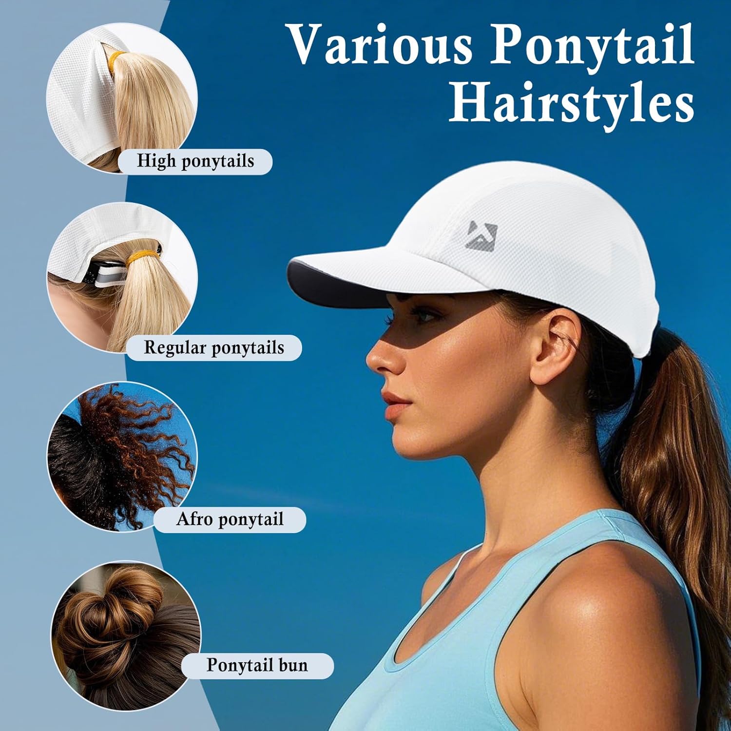 TOP-EX XL/XXL Ponytail Sun Baseball Cap for Women Cooling Running Hat Summer Breathable Mesh Hat - Image 2
