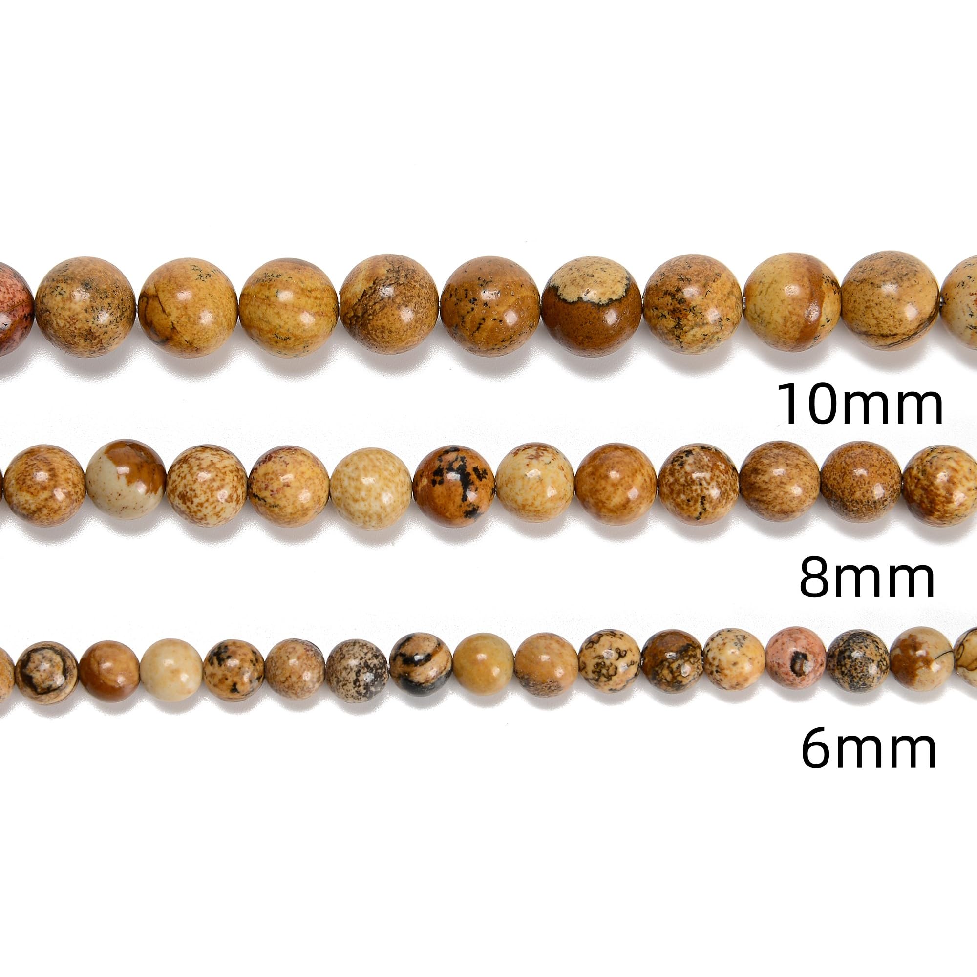 画材 Yellow jasper genuine 65Pcs Yellow Picture Jasper 6mm Beads Natural Stone Round Gemstone