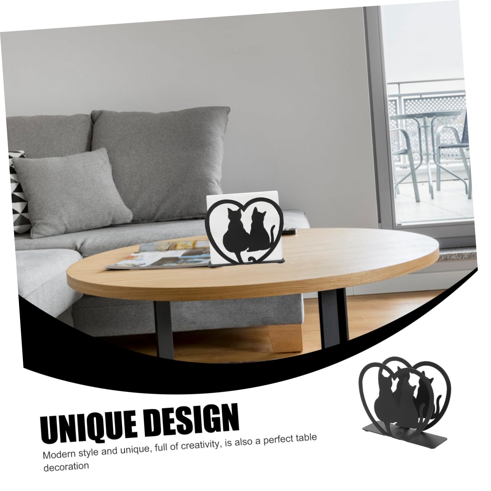 Alipis Serviettenhalter Aus Eisen – Kühe-Design, Freistehend, 12 X 10,2 Cm, Schwarz
