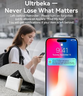 Ultrbeka Rechargeable Ultra-Thin Wallet Tracker Card 0.094in IP68 Waterproof Bluetooth Tracker for Wallets, Passport, Work with Apple Find My, iOS Only [Apple MFi Certified]- 3pcs