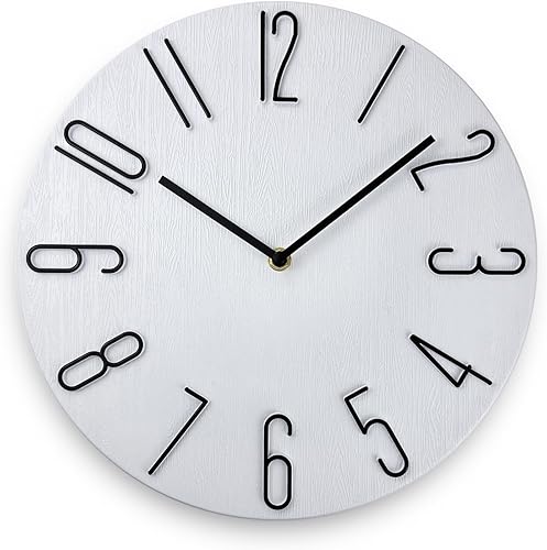 Miniatura 15 de Reloj de pared, reloj silencioso, reloj de pared que funciona con pilas, reloj de pared moderno de 12 pulgadas, adecuado para oficinas, salas de