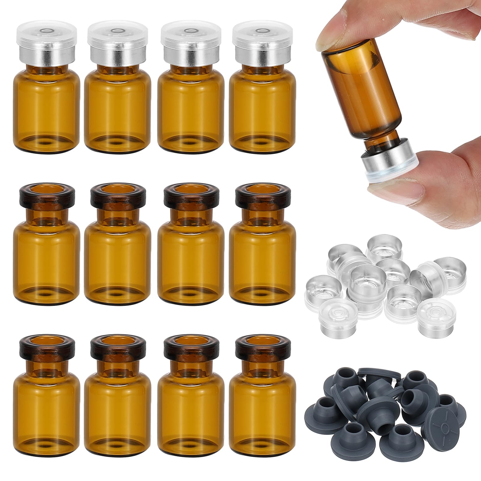 FOUR E'S SCIENTIFIC Paquete de 50 frascos de vidrio de 10 ml con tapón de rosca Frascos para muestras de líquidos transparentes de laboratorio para aceite esencial,medicina,reactivo,aceite de unción