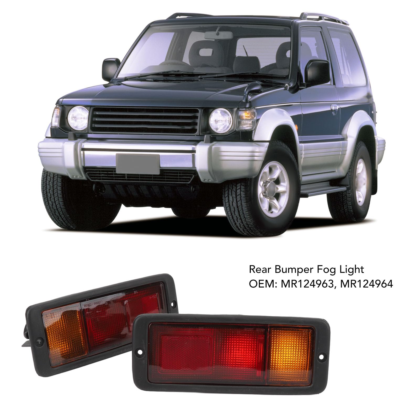 Yctze 1 Paio di Fari Fendinebbia per Paraurti Posteriore MR124964 Sostituzione della Lampada Fendinebbia per Paraurti Posteriore per Pajero Montero Shogun Dal 1991 Al 1999 Luci Esterne
