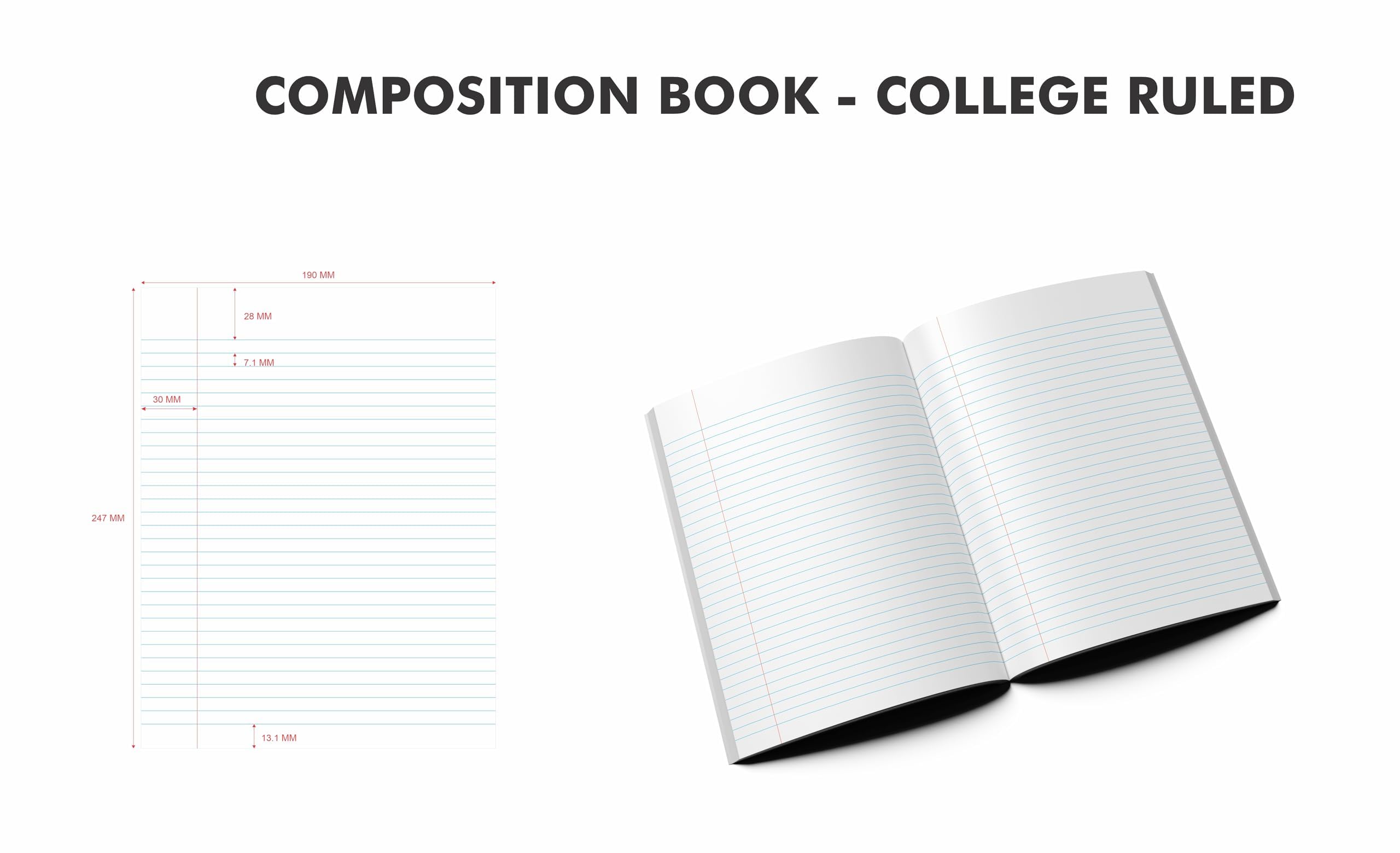 Cuadernos de composición con rayas universitarias, 200 páginas (100 hojas) 9.75 x 7.5 pulgadas, papel reciclable neutro de mármol negro, suministros escolares y de oficina ecológicos para
