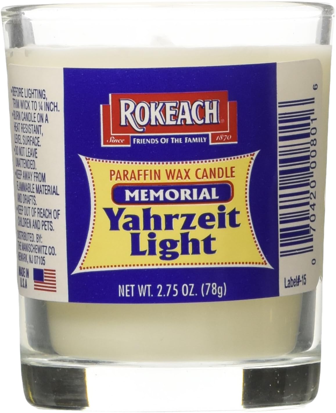 Rokeach Memorial Yahrzeit Tumbler, 1-count (Pack of 24)