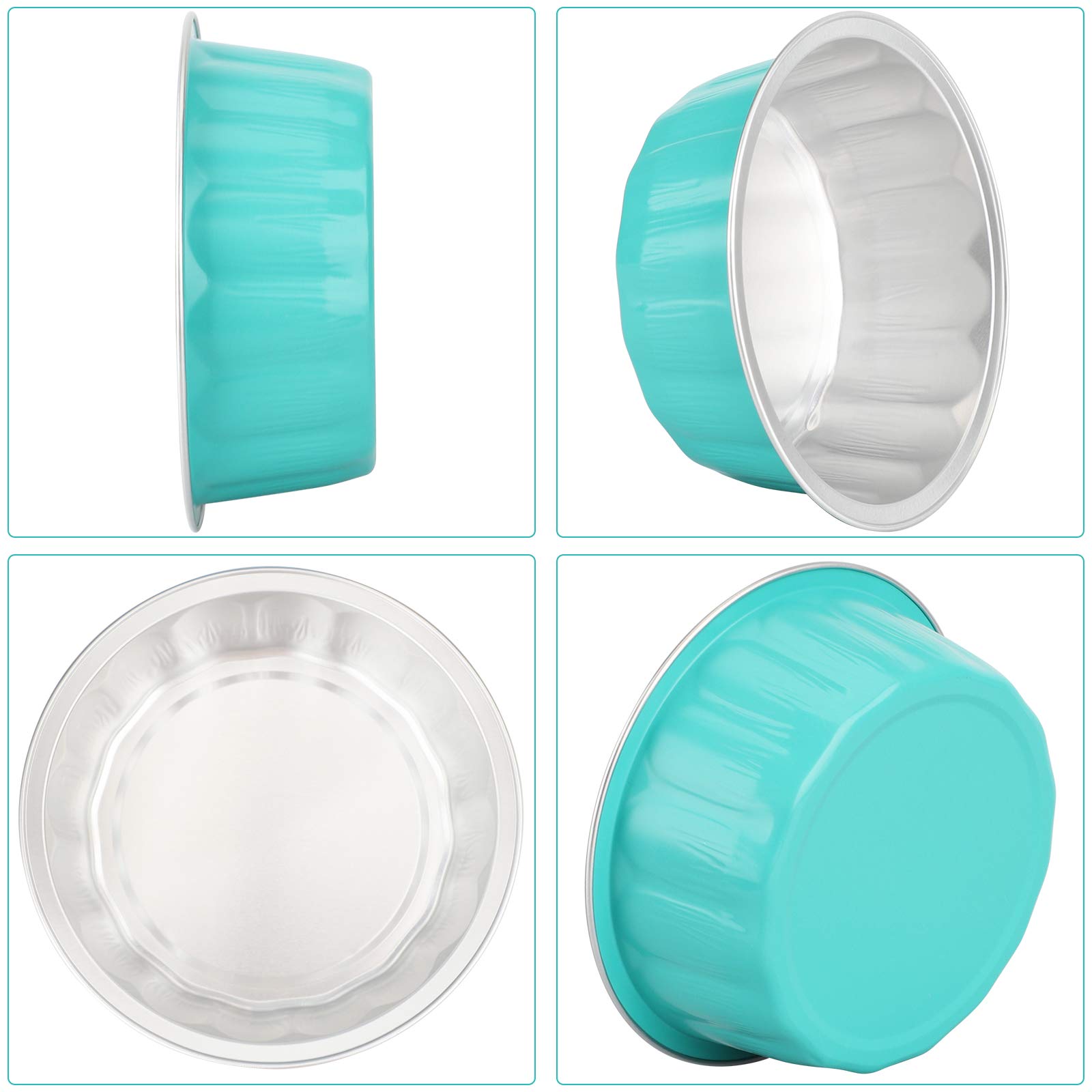 Beasea Vasos de aluminio para hornear con tapas, 8 onzas, paquete de 100 desechables, color azul, perfectos para bodas, cumpleaños y otras ocasiones