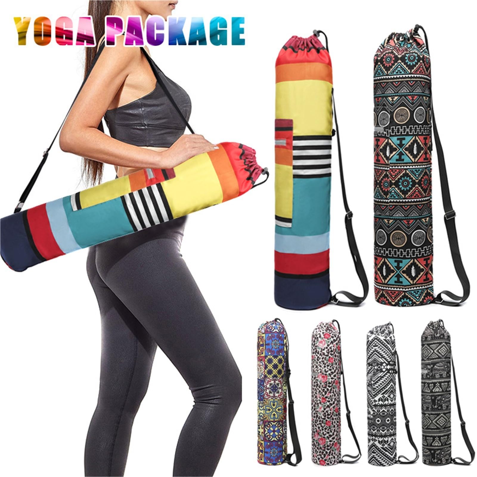 Yogamatten-Taschenträger, Verstellbarer Schultergurt, Bedruckt, tragbar, for Fitness, Sport, Träger