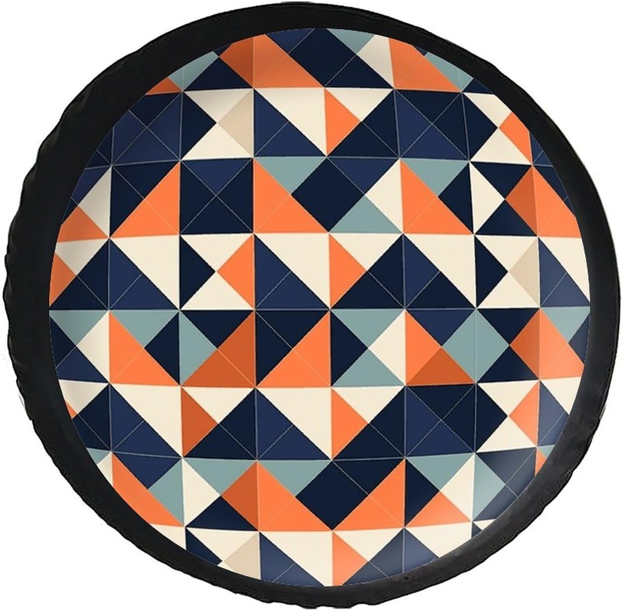 Universal Fits Diameters 28-34inch Spare Wheel Tire Cover Orange Background Pattern Waterproof Leather Wheel Cover for Trailer RV SUV