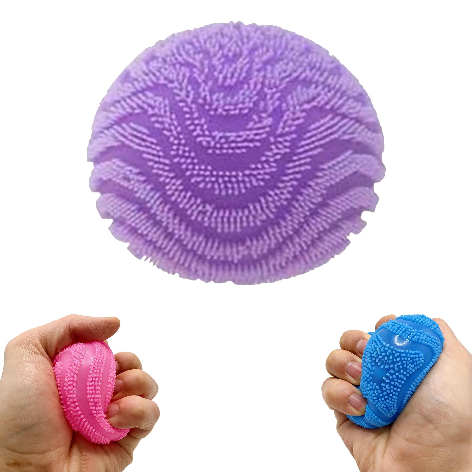 GFJryET Squeeze toys, Fuzzball Fidget Stress Toy, Fuzz Ball Squishy, Drop(Purple)