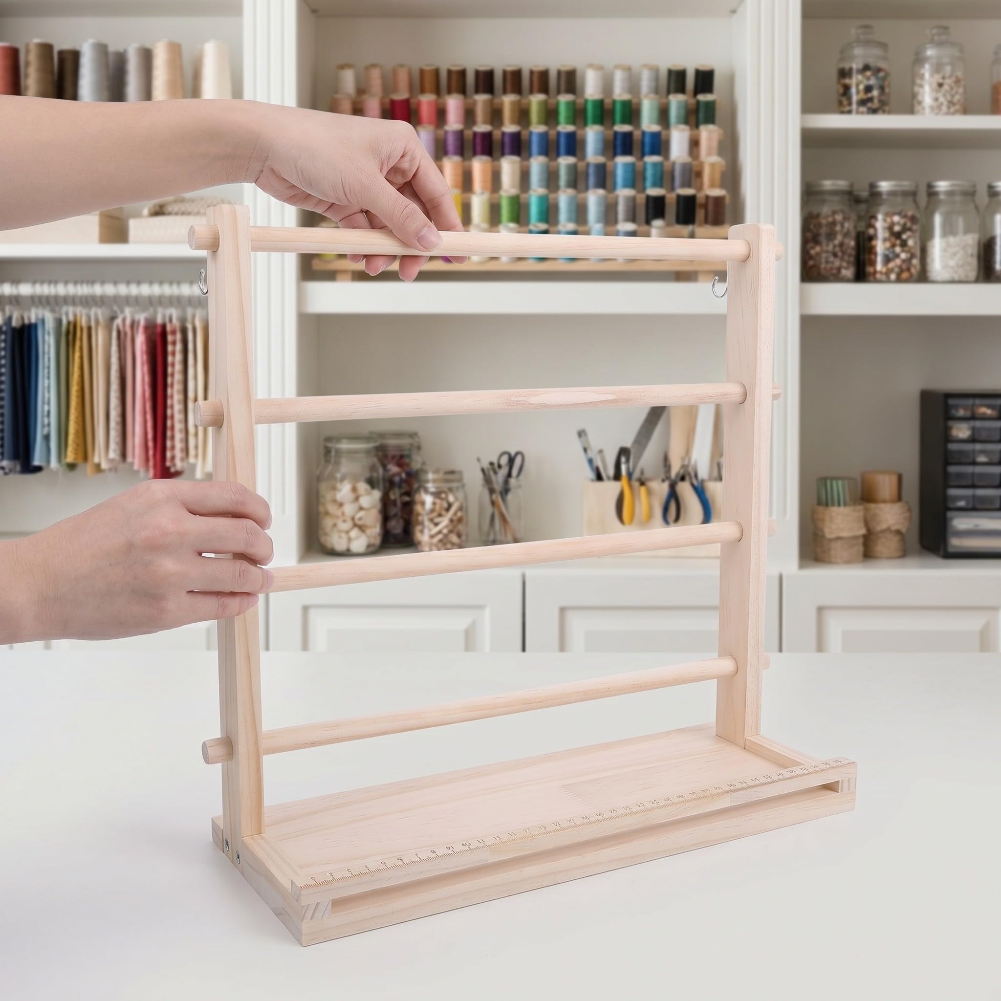 GALPADA Organizzatore in Legno per Nastri a 4 Livelli, Beige