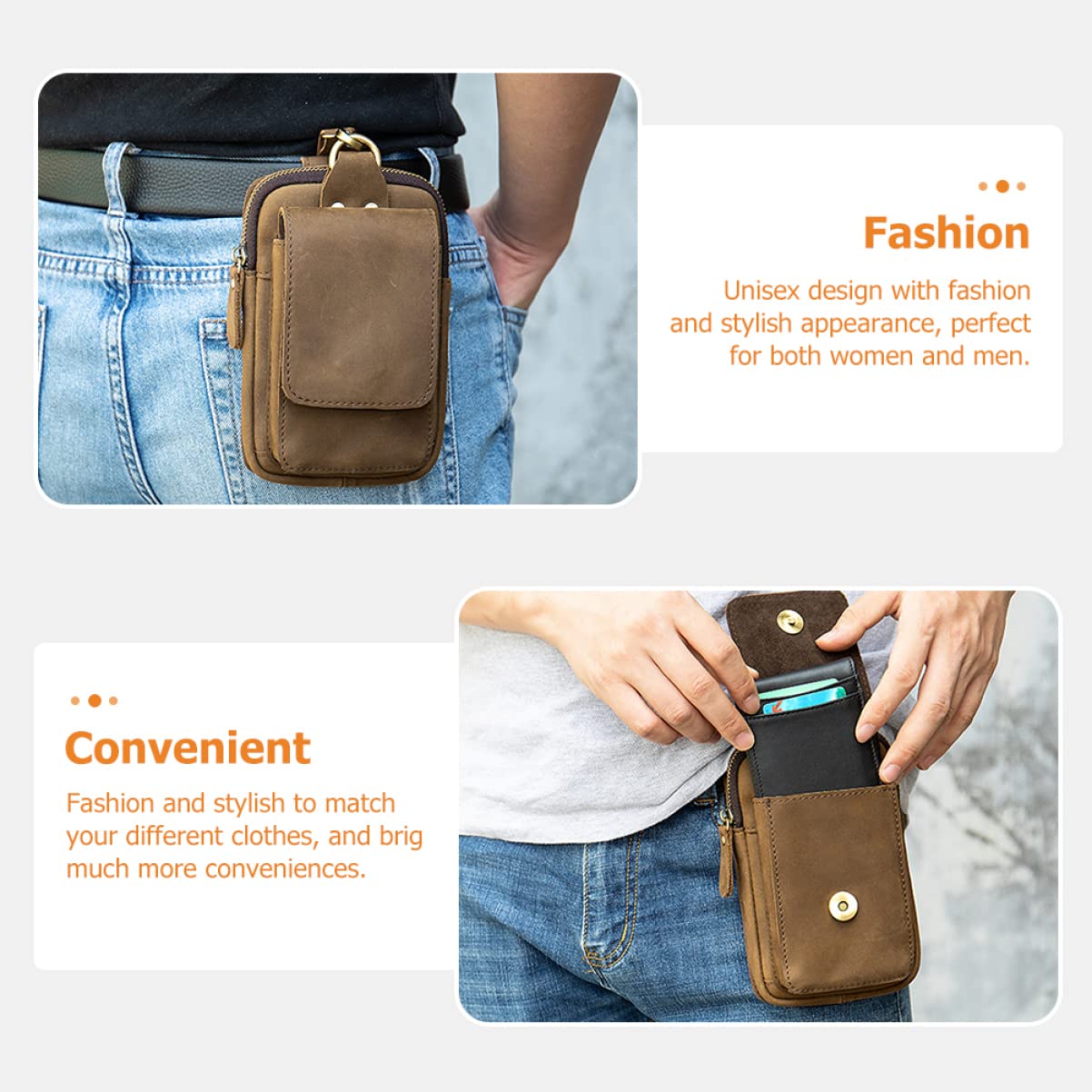 Housoutil 2St Gürteltasche multifunktionstasche werkzeugtaschen etuii handyhülle Handy aufsteller Taktische Tasche Tool Pouch Trekking zubehör Phone Holder für Männer Werkzeugkasten Mann Pu