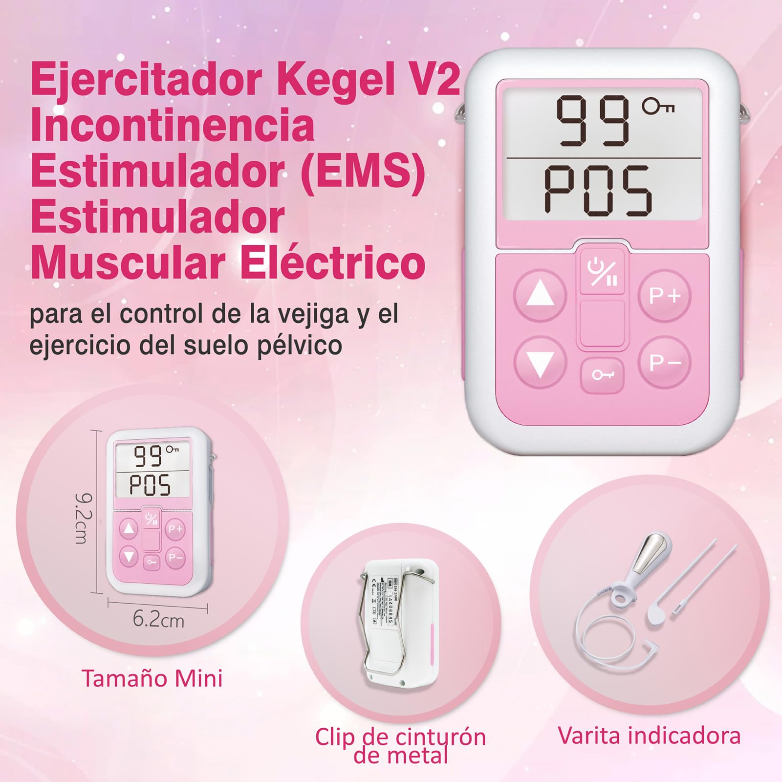 iSTIM Estimulador de incontinencia V2 Kegel Ejercitador con sonda para control de vejiga y suelo pélvico para mujeres EMS