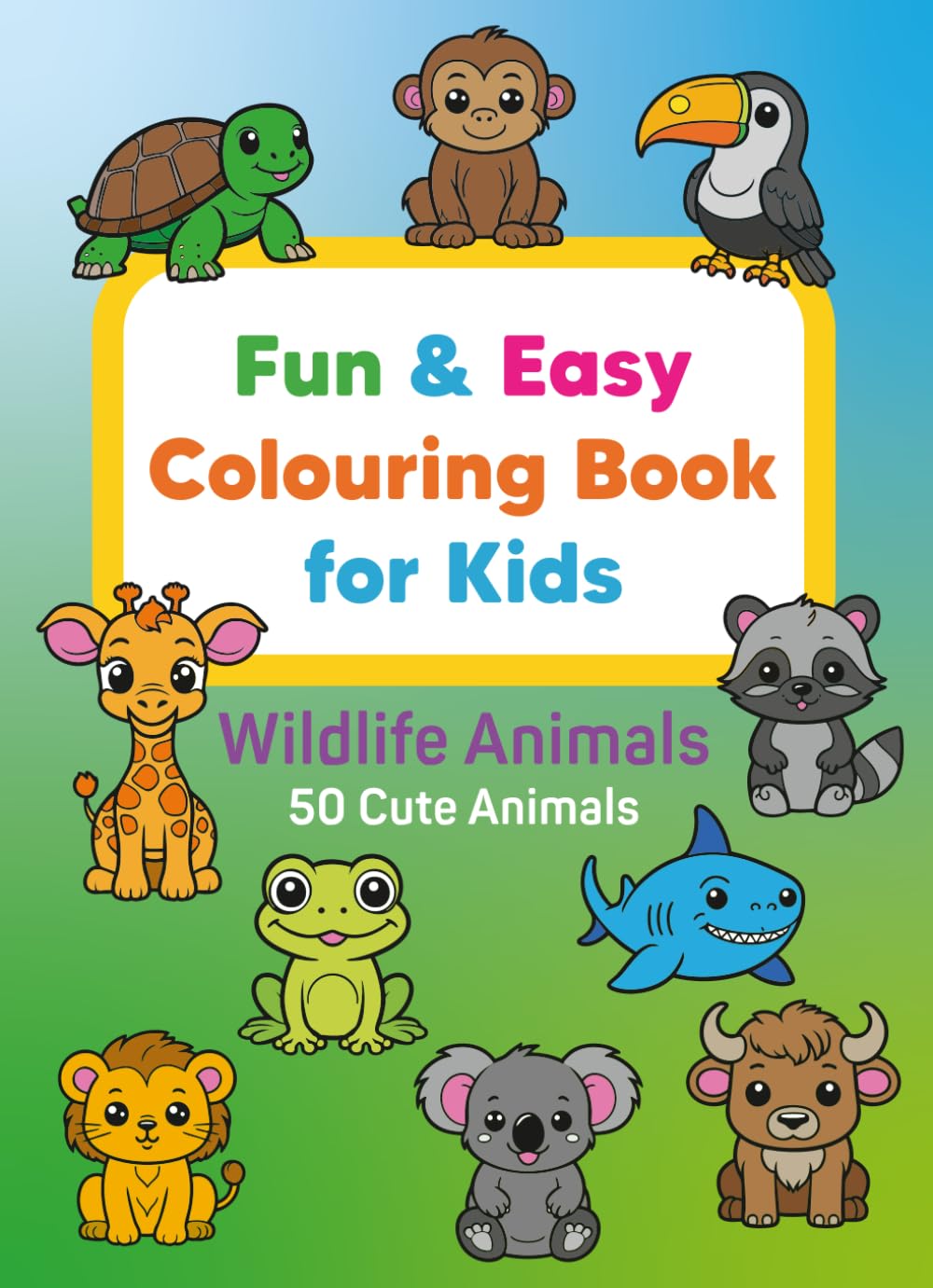 Fun & Easy Colouring Book for Kids: Wildlife Animals