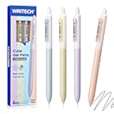 Gel Pens Fine Point: 0.5mm Retractable Fine Point Smooth Writing Pen Set No Smear Black Ink Silent Click 4ct for Journaling