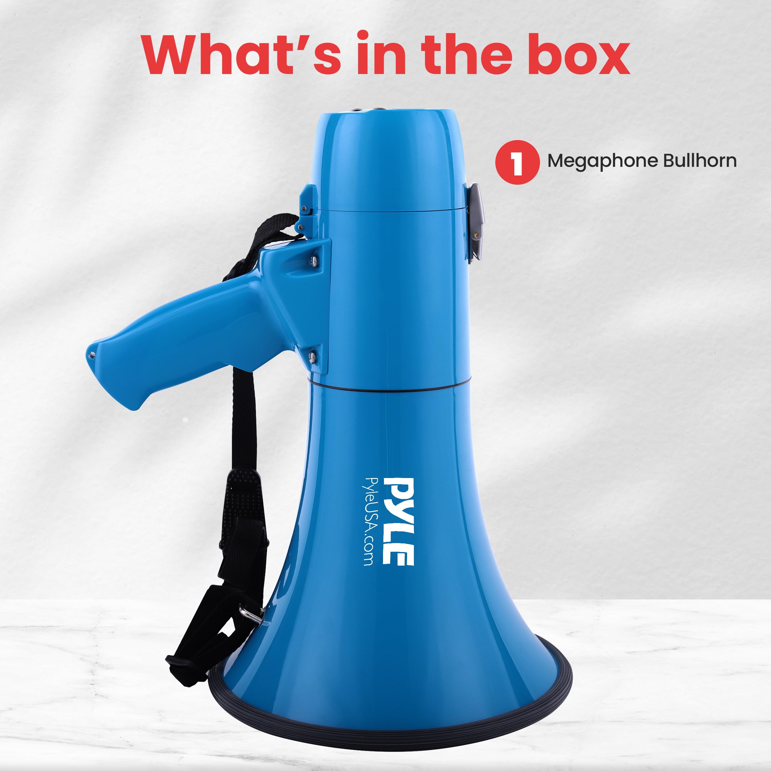 Pyle 40W Megaphone Siren Bullhorn Speaker, Portable and Lightweight Automatic Bullhorn For Indoor and Outdoor Use, 800 Square Yards Projection Range, Use as Siren/Music (Blue)