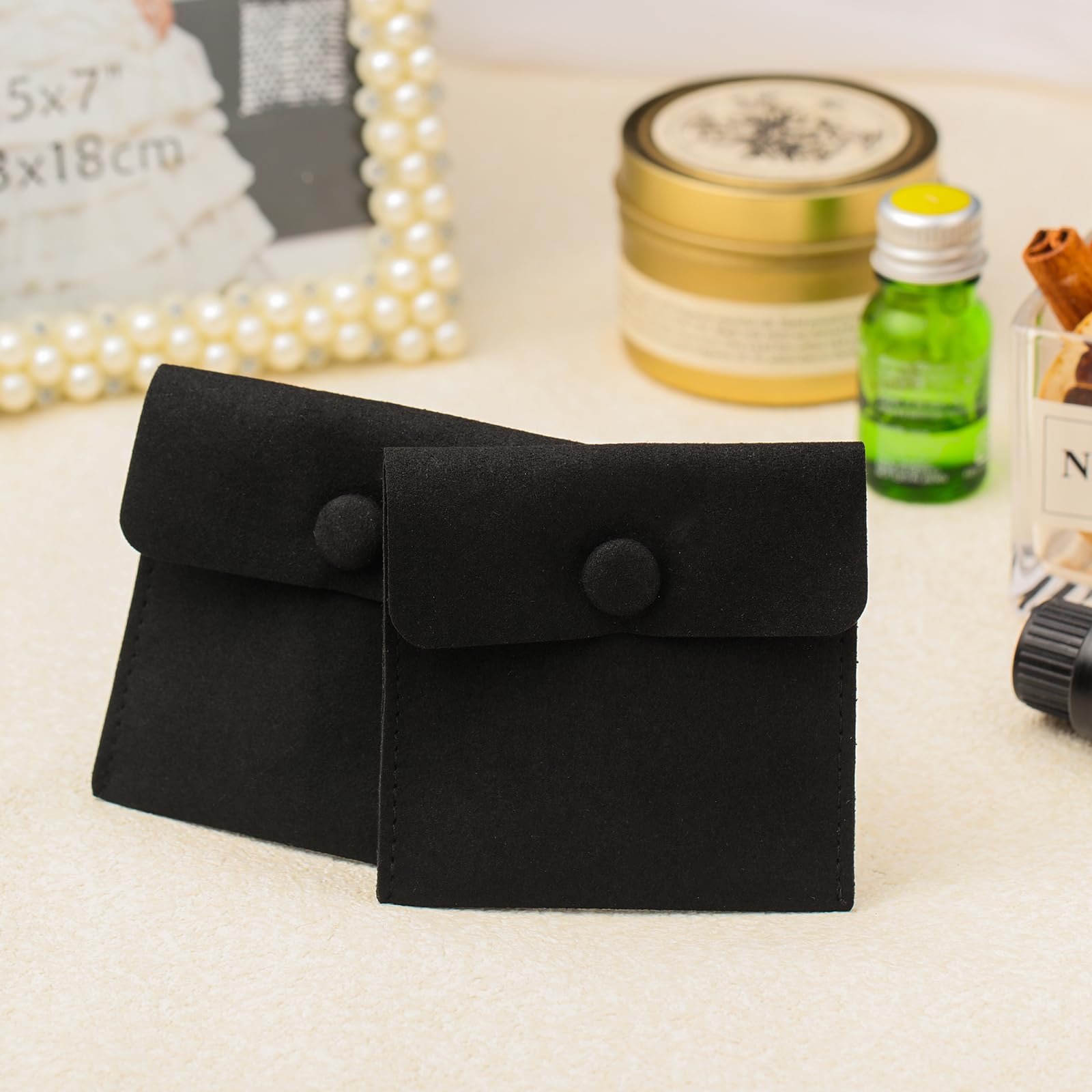 Bolsa de joyería de microfibra 8x8cm, bolsa de embalaje de joyería, bolsas de regalo de joyería pequeñas de lujo, paquete de botón a presión con divisor bolsa de microfibra para embalaje de collar de