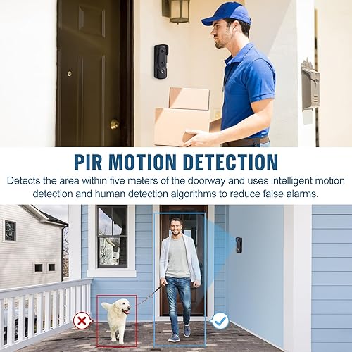 Miniatura 5 de Cámara de timbre de video 1080P inalámbrica, incluye timbre de anillo, visión nocturna IRvista en vivodetección humana inteligenteaudio