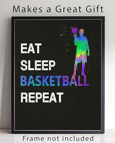 Miniatura 2 de Eat Sleep Basketball Repeat Quote Wall Art, 11x14 Unframed Poster Print, Gift for Basketball Coach, Player and Fan