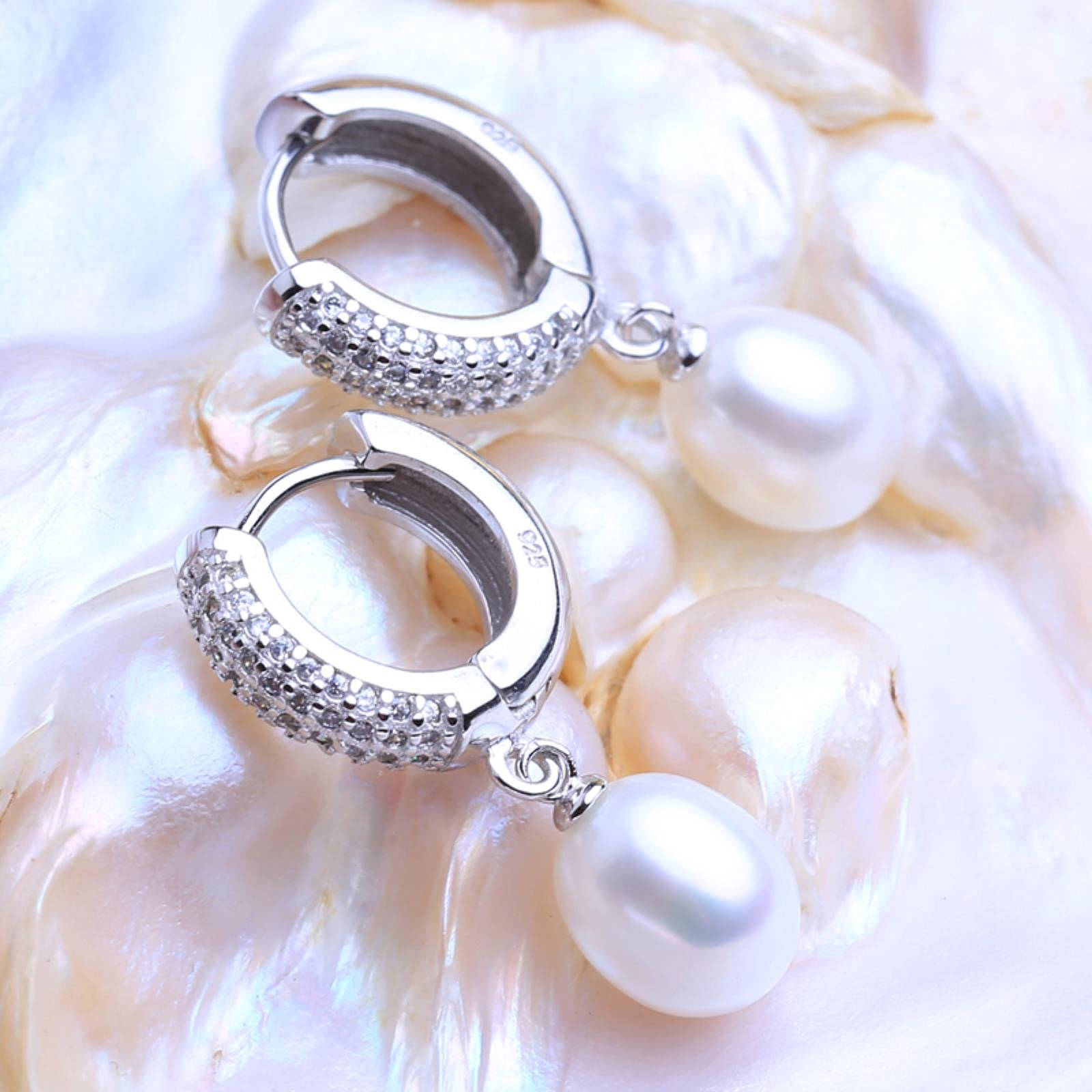 LOKILOKI Set di Gioielli in Argento Sterling 925 Orecchini A Goccia di Perle Naturali Collane con Ciondolo di Lusso Personalizzate per Collana Girocollo da Donna