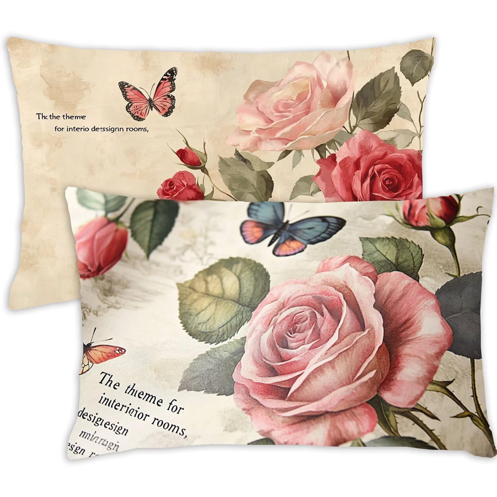 Pillow Cases 2 Pack 30 x 40 Cushions Pink Rectangle Cushion Covers 30cm x 40cm Floral Double Sided Printing Velvet Pillow Covers with Invisible Zipper for Sofa Bedroom Autumn Decorations Gifts,257-j