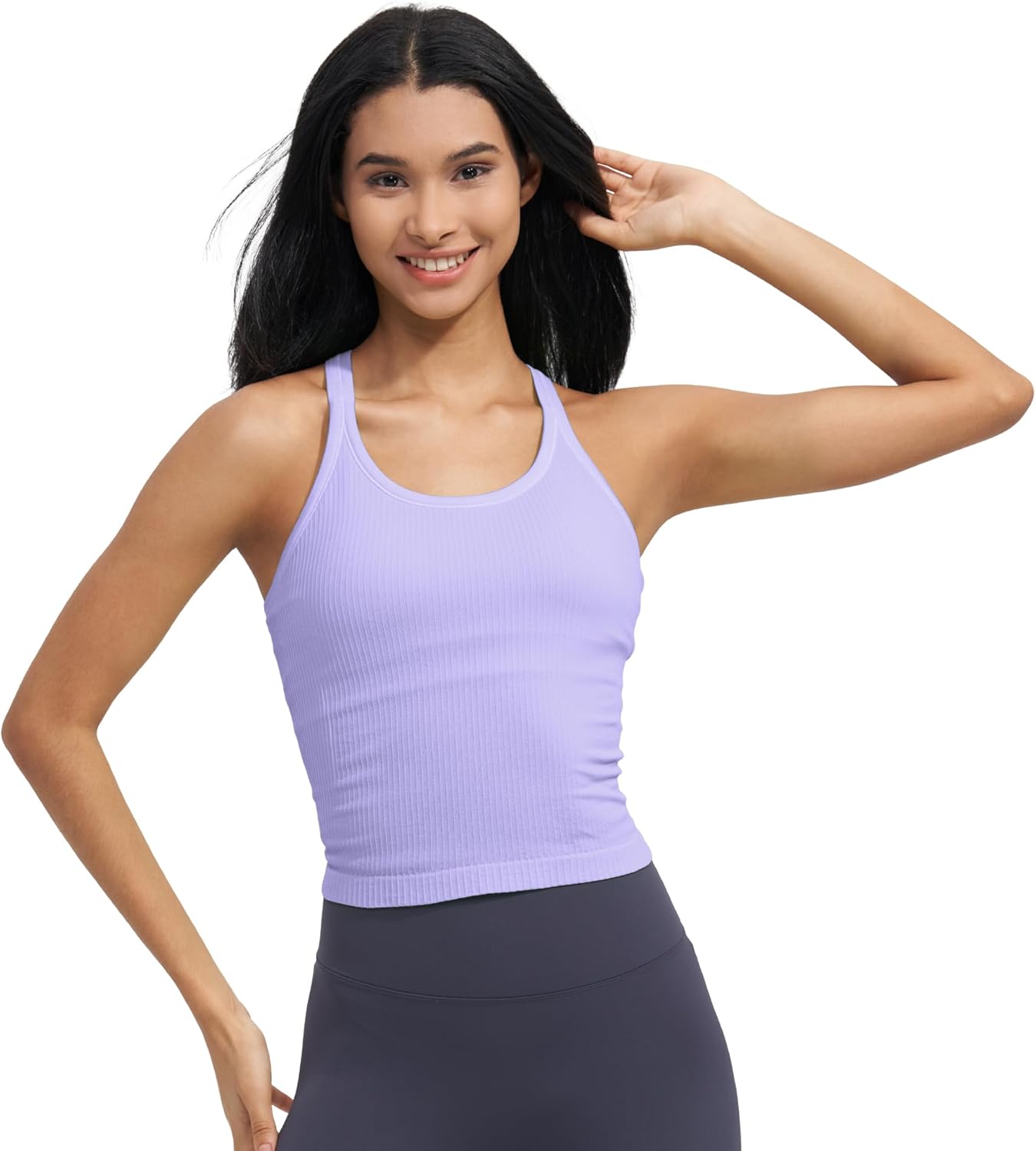 sphinx cat Womens Ribbed Workout Crop Tops with Built in Bra Yoga Racerback Tank Top Slim Fit